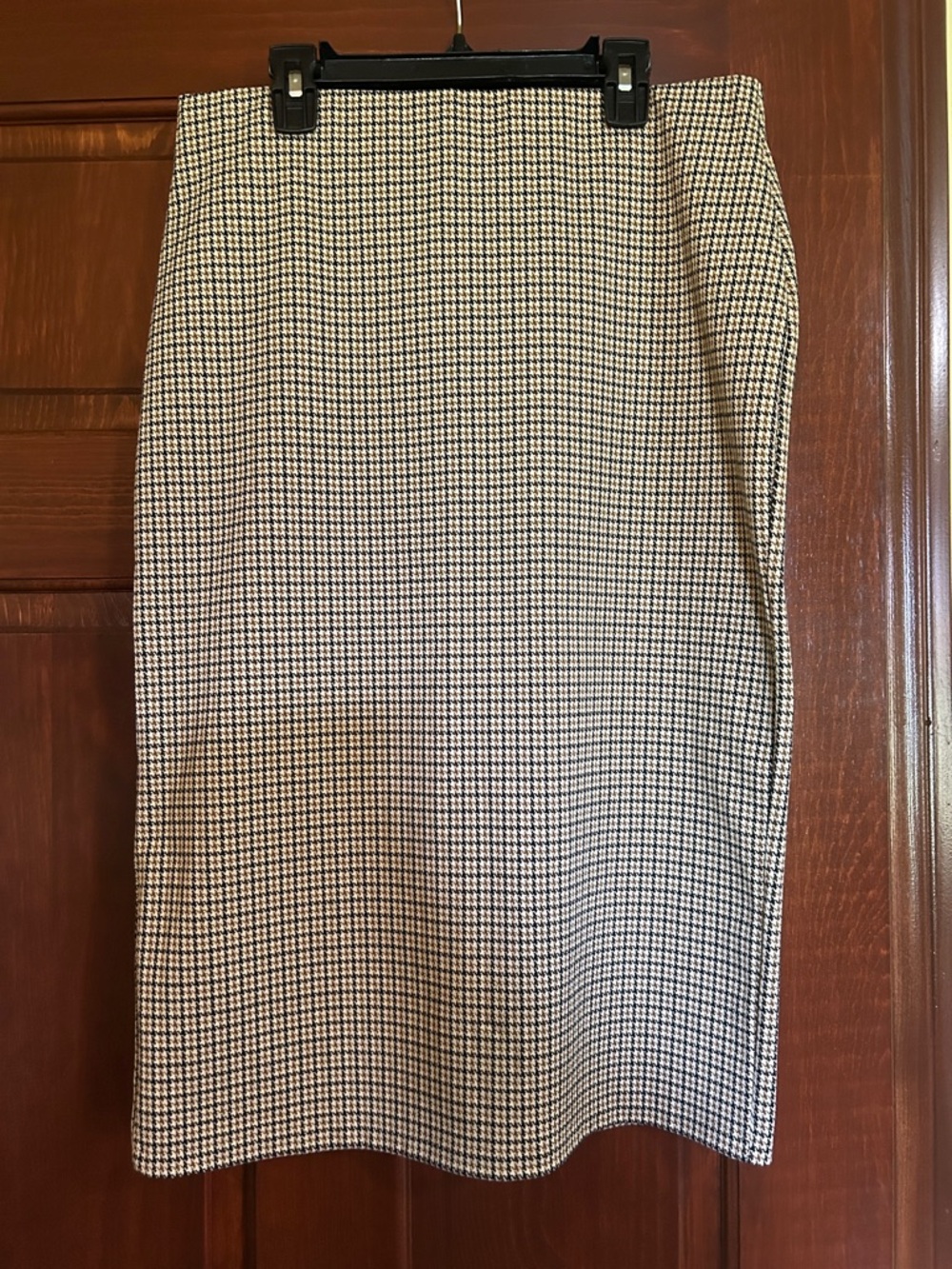 Women's Houndstooth Pencil Skirt - Black, Brown & White